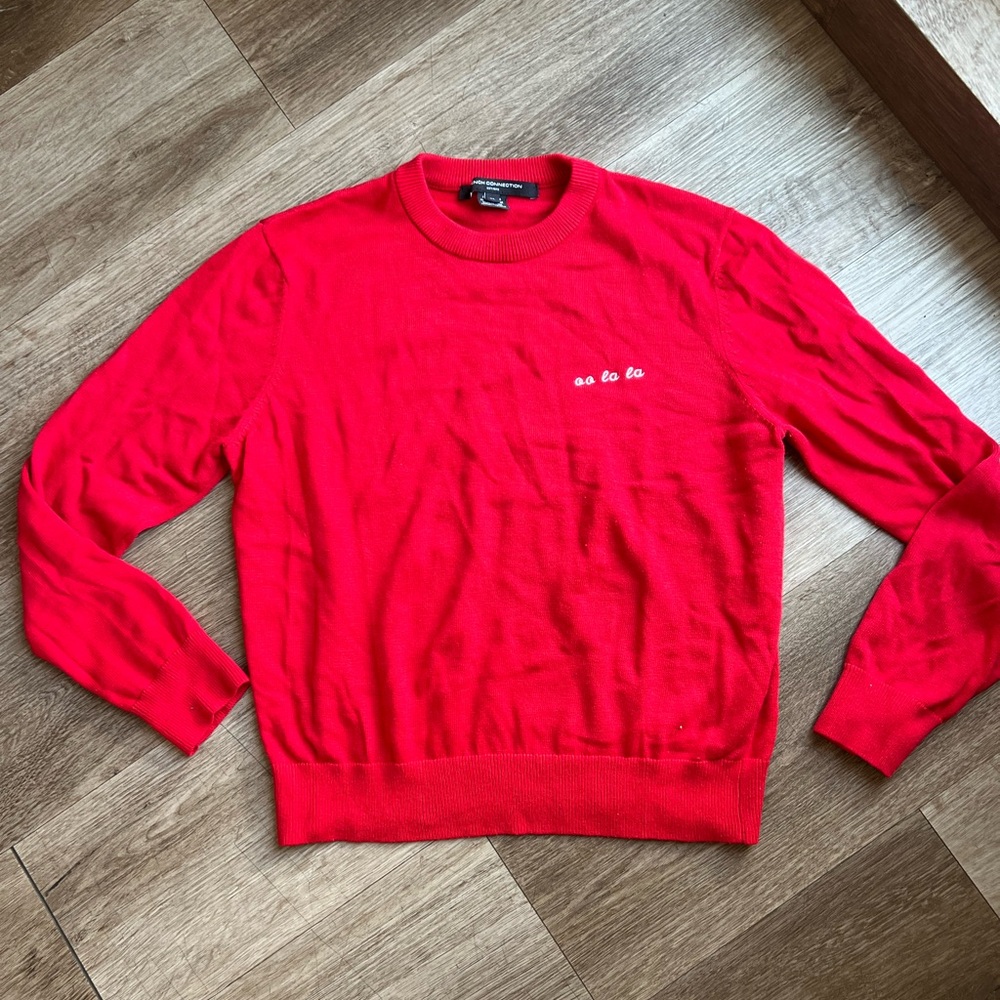 French Connection Vibrant Red Crewneck Sweater
